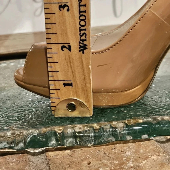 Michael Kors Hamilton Peep Heels Dark Nude Patent Leather Wmns 6.5 - Picture 9 of 16